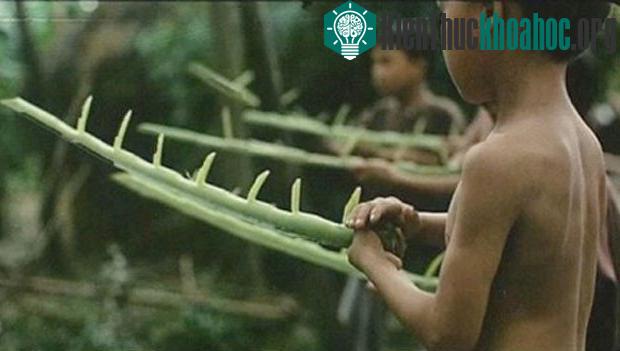 Những cây súng làm từ cuống của tàu lá chuối trong trò chơi trận giả luôn khiến trẻ em thời ấy say mê.