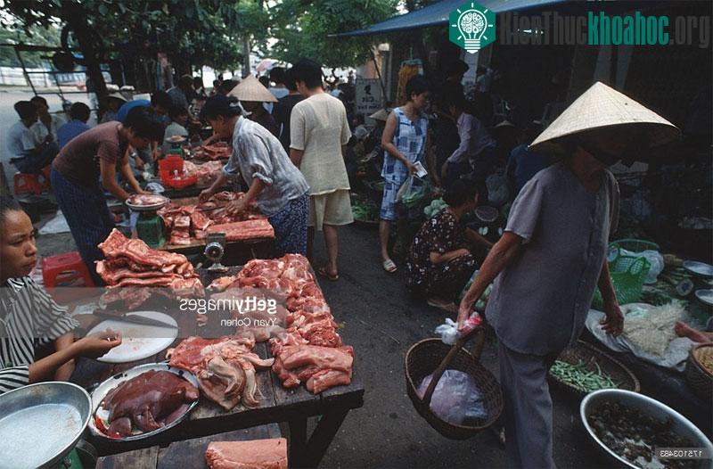 Trong một khu chợ.