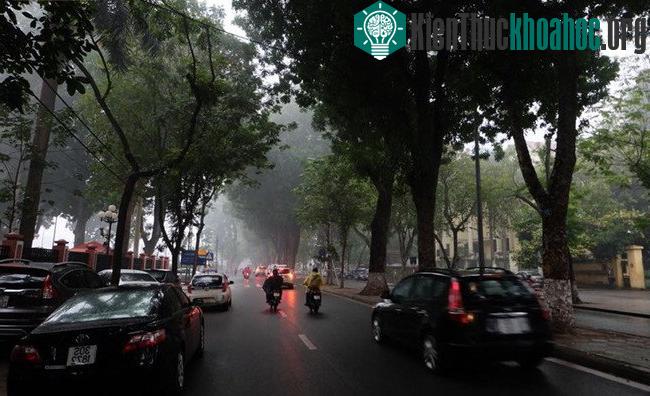 Gần trưa, Hà Nội mờ ảo trong sương mù dày đặc