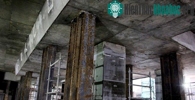 Lõi thép của những cọc bê tông trong công trình.
