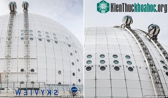 Thang máy Skyview, Stockholm, Thụy Điển: Các nhà thiết kế của Ericsson Globe - tòa nhà hình cầu lớn nhất thế giới - đã làm thang máy bằng kính ngoài trời men theo tường.