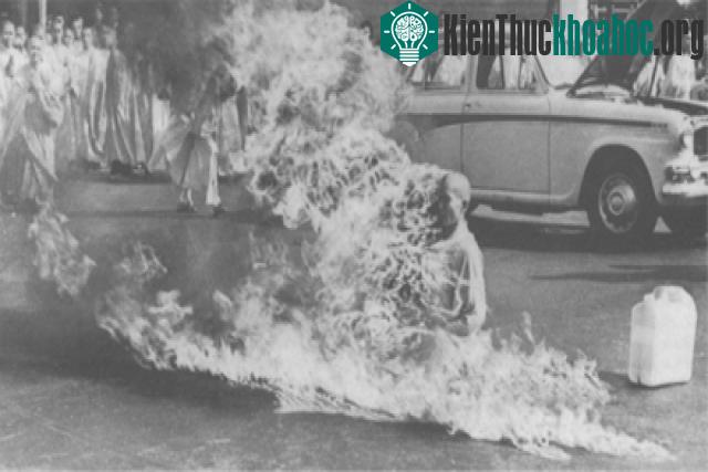 Hòa thượng Thích Quảng Đức đã tự thiêu để phản đối chính sách đàn áp đạo Phật.