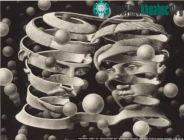 Hiệu ứng rời rạc được Escher ứng dụng khá nhiều trong các tác phẩm của mình. Như tác phẩm Bond of Union năm 1956 - thể hiện 2 người gần như đang trong trạng thái rời rạc, nhưng được gắn kết với nhau.