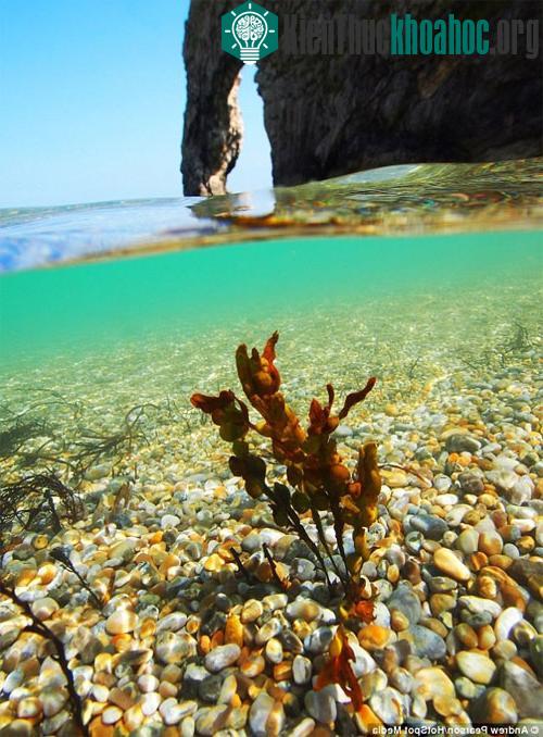 Anh sử dụng loại máy ảnh góc kính rộng để chụp một vịnh gần núi đá vôi Durdle Door, hạt Dorset, Anh.