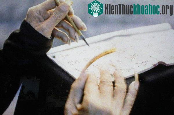 Bức ảnh "Móng tay của nhà nho" thể hiện rõ quan niệm thời xưa rằng người có chữ không được làm công việc chân tay.