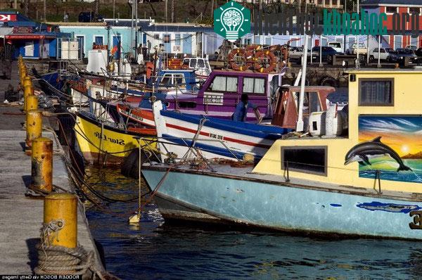 Hình ảnh tàu thuyền tấp nập tại vịnh Kalk, Cape Town, Nam Phi.