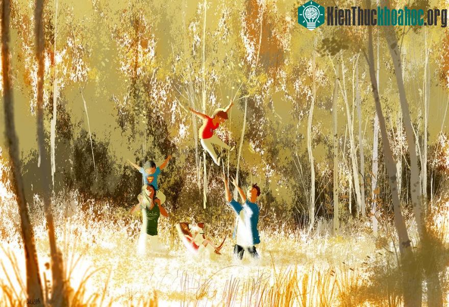 Gia đình là khi cả nhà cùng đi dạo trong một chiều thu đầy nắng