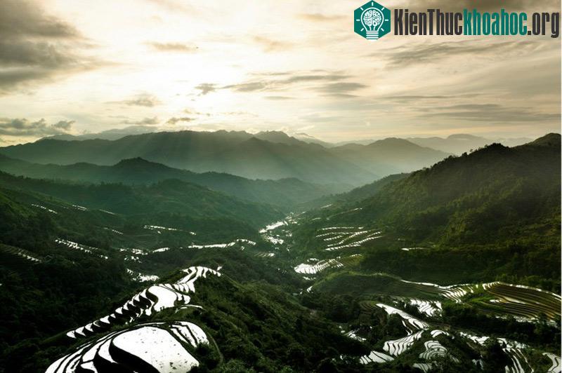Mùa nước đổ, các thửa ruộng như những tấm gương phản chiếu bầu trời.
