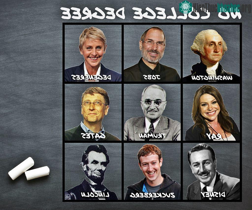 Abraham Lincoln, Walt Disney, Bill Gates, Mark Zuckerberg, Henry Ford, Thomas Edison, Steve Jobs... tất cả trong số họ không có bằng đại học.