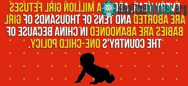 Mỗi năm, có khoảng một triệu bào thai gái bị phá bỏ và hàng chục ngàn em bé gái bị bỏ rơi tại Trung Quốc vì chính sách một con.