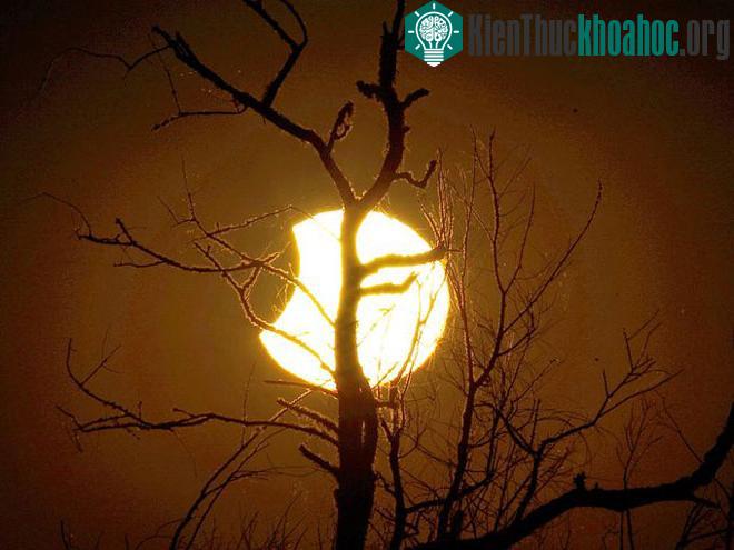 Những phương pháp quan sát nhật thực gián tiếp bao gồm sử dụng ống nhòm, kính thiên văn với tờ bìa đục một lỗ nhỏ trước kính và chiếu ảnh Mặt Trời lên tờ giấy trắng. (Ảnh: AP)