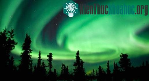Cực quang có màu xanh lá cây rực rỡ ở vùng hoang dã Alaska.
