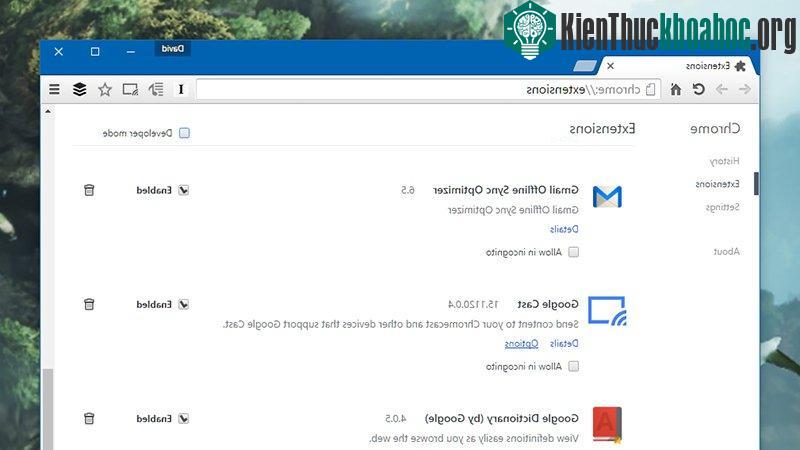 Gỡ bớt ứng dụng mở rộng