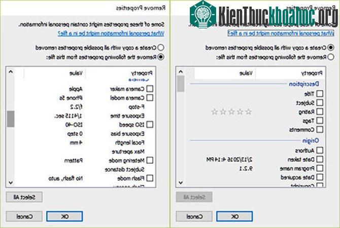 Việc xóa bỏ có thể được thực hiện đối với các dữ liệu cụ thể trên hình ảnh