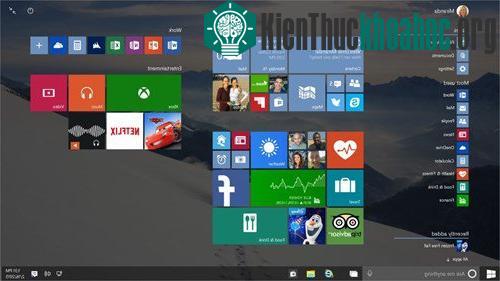 &nbsp;Trình đơn Start có trong hệ điều hành Windows 10