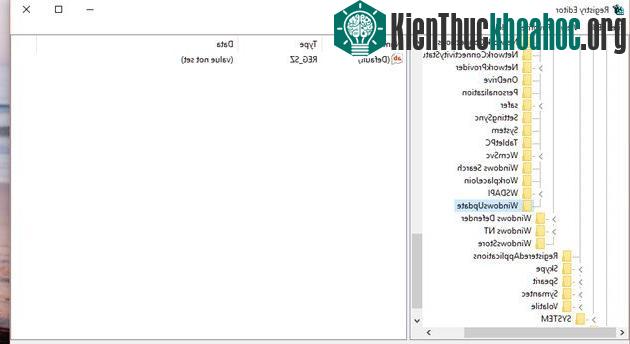 Hộp thoại Registry Editor