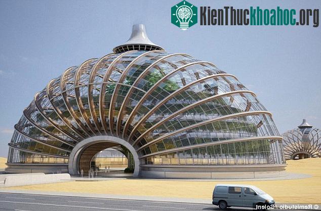 Thiết kế sử dụng năng lượng Mặt trời và hệ thống hút nước mưa để cung cấp năng lượng và nước cho con người.