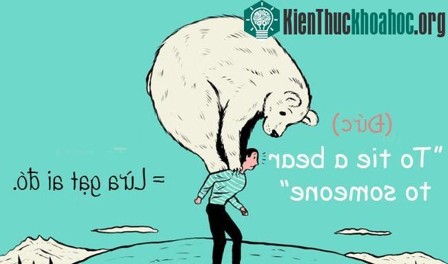 Cụm từ "cột một con gấu vào ai đó" trong tiếng Đức được dùng với nghĩa là lừa gạt ai đó.