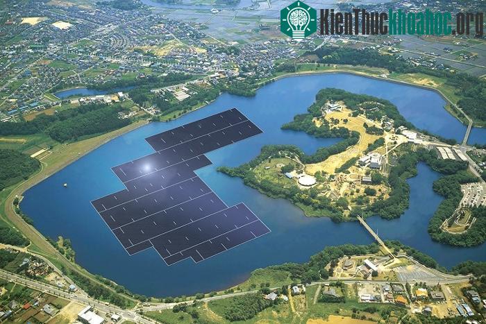 Toàn cảnh nhà máy điện Mặt trời nổi Yamakura. (Nguồn: Kyocera).