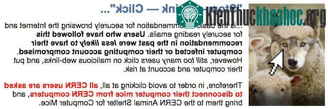 CERN nhấn mạnh rằng mọi người nên dừng lại, suy nghĩ trước khi nhấp vào liên kết.