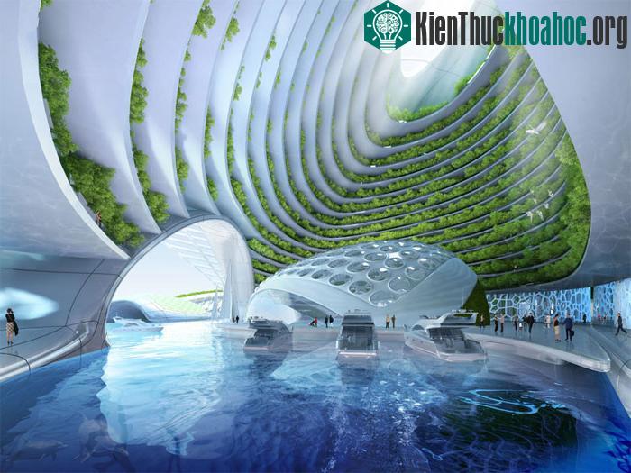 Khu vườn thực phẩm sinh học và bến du thuyền.