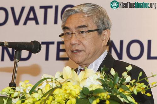 Bộ trưởng Nguyễn Quân nhấn mạnh tầm quan trọng của việc đổi mới sáng tạo khoa học trong việc thúc đẩy nền kinh tế. (Ảnh: Phạm Kiên)