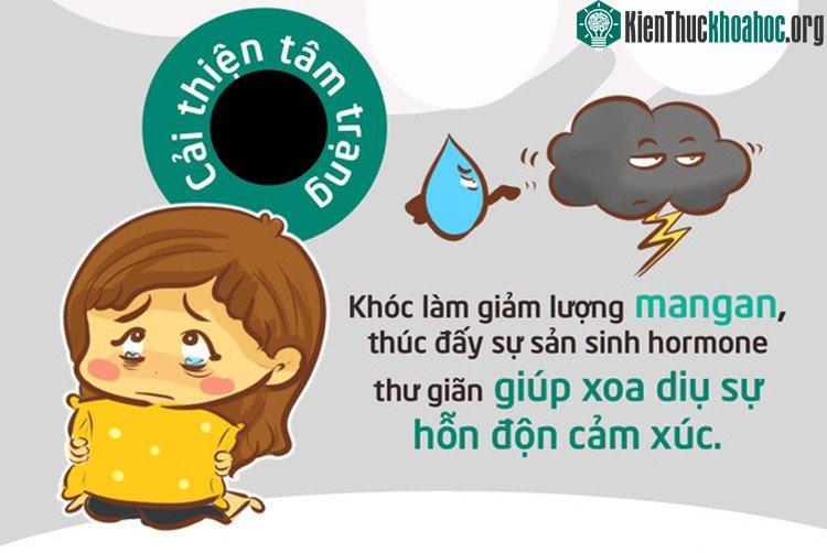 Khóc giúp cải thiện tâm trạng, xoa dịu sự hỗn độn cảm xúc.