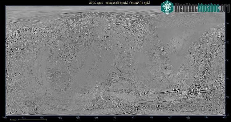 Một bức ảnh bề mặt của Enceladus.