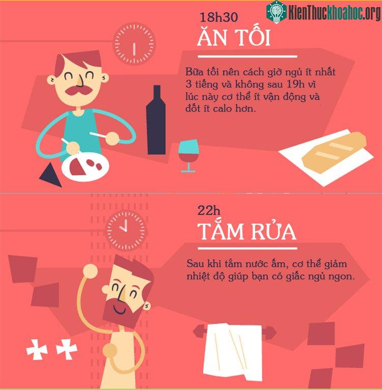 Bữa tối nên cách giờ ngủ ít nhất 3 tiếng.