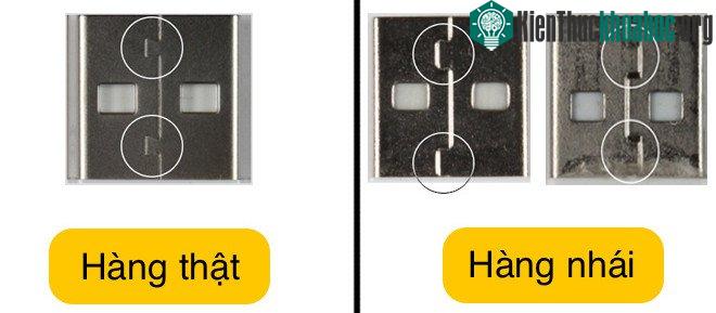 Hàng nhái sẽ có màu đen hoặc trắng, có chi tiết bị lấm chấm, không đều.