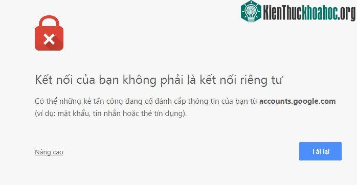 Lỗi không vào được Gmail trên Chrome.