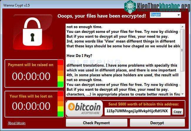 Có vẻ như đây chỉ là một phần mềm "nhái" WannaCry vì nó không có chức năng tống tiền.