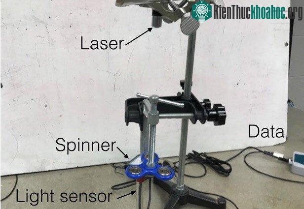Phần trên là bộ phát laser, và phần dưới là cảm biến ánh sáng.