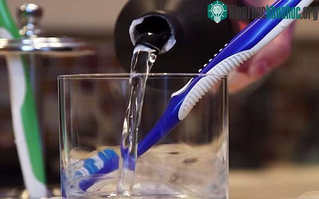Ngâm bàn chải trong một chiếc cốc chứa cồn trong khoảng 30 phút và để chúng khô ráo.