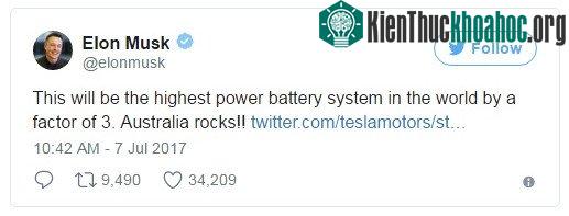 Thông báo Elon Musk viết trên Twitter.