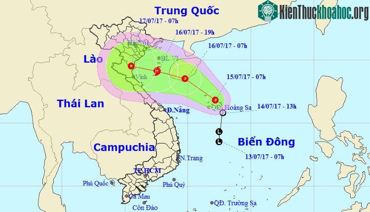 Dự báo đường đi của áp thấp nhiệt đới. (Ảnh: NCHMF).