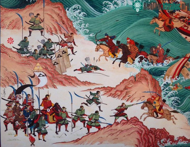 Ảnh minh họa cơn cuồng phong cuốn trôi tàu thuyền Mông Cổ.
