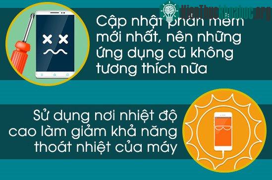 Sử dụng điện thoại ở nơi có nhiệt độ cao
