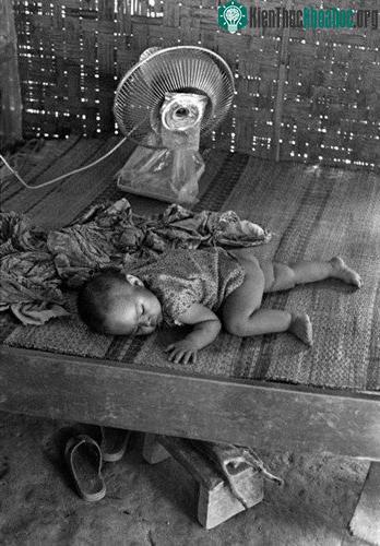 Giấc ngủ của em bé nông thôn.