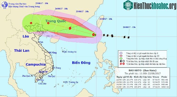 Bão số 6 được dự báo đi vào đất liền Trung Quốc. (Ảnh: NCHMF).
