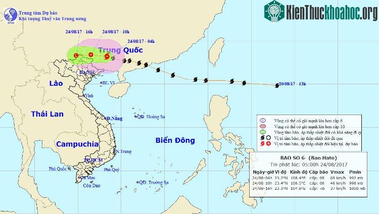 Đường đi và vị trí cơn bão. (Nguồn: nchmf.gov.vn).