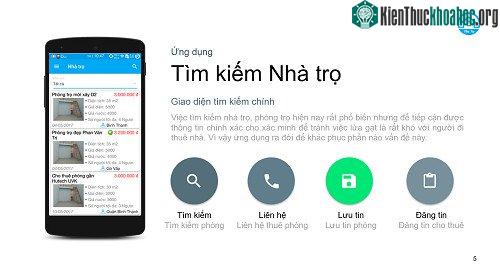 Giao diện chính của ứng dụng tìm nhà trọ. (Ảnh: NVCC).