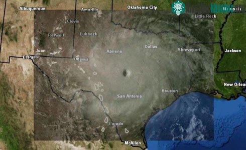 Ảnh siêu bão Irma được chồng lên bang Texas, Mỹ để so sánh kích thước. (Ảnh chụp màn hình: Twitter).