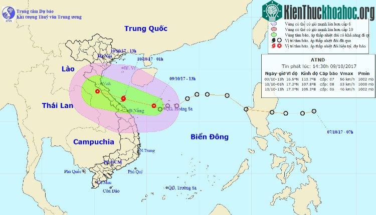 Đường đi của áp thấp nhiệt đới.