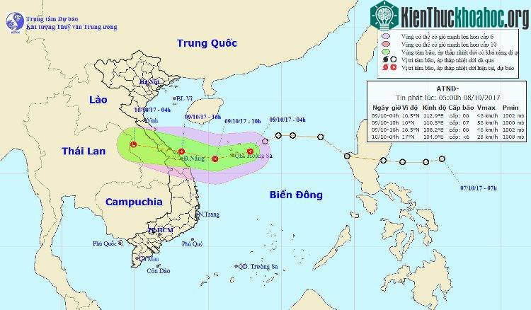 Hướng đi của áp thấp nhiệt đới.