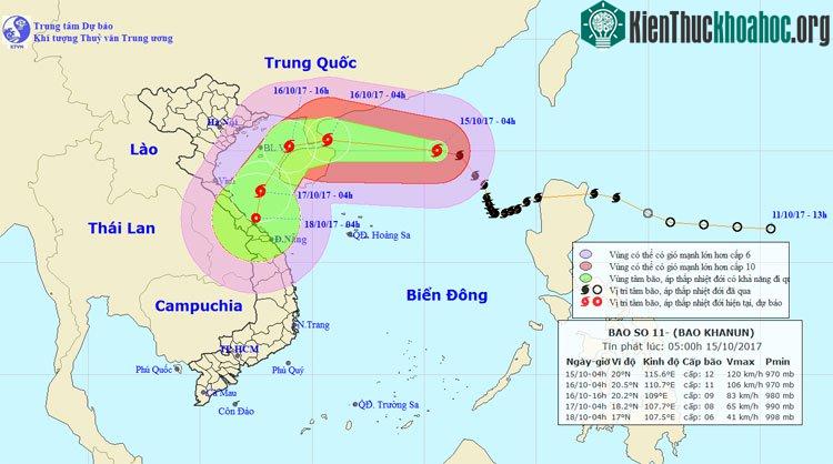 Hướng đi của bão số 11.