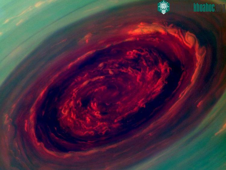 Bão lớn trên sao Thổ do tàu Cassini chụp lại. (Ảnh: NASA).