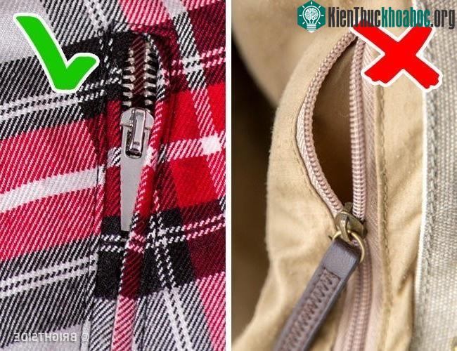 Tránh mua sản phẩm có phần khóa kéo lộ hẳn ra ngoài