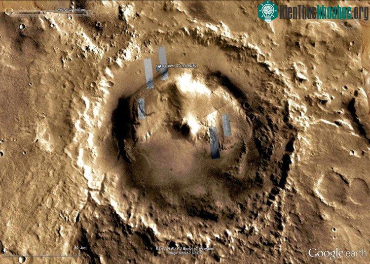 Gale Crater, khu vực hạ cánh của Curiosity với nhiệm vụ khám phá Sao Hỏa.