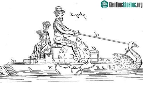 Thiết kế xe đạp nước độc đáo của Lewis Bunn. (Ảnh: Smithsonian.)